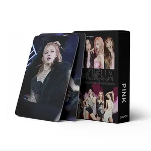 Cartão Lomo K-pop dupla face estampado para meninas rosa 55 unidades/caixa 9 Modelos para fãs de música