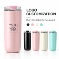 Mug Kopi Desain Terbaru Bentuk Lurus, Tumbler Stainless Steel Vacuum Insulated, Mug Travel 280ml 500ml, Cangkir Anti Bocor Berkilau