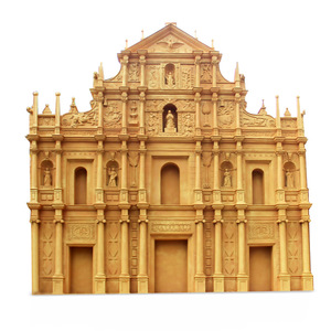 Escultura Arquitectónica Rectangular Personalizada de Fibra de Vidrio para Exteriores, con Diseño de las Ruinas de San Pablo, para Montaje en Suelo - Product Image 5