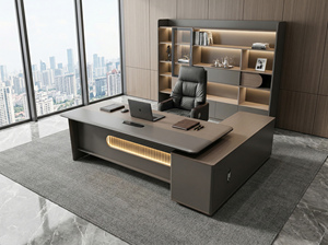 Escritorio Ejecutivo de Oficina Moderno y Lujoso de Madera de Nogal con Panel de PVC de 1.8m 2.0m, Modelo YD319 de YIFA <span class=keywords><strong>FURNITURE</strong></span>, Nuevo en 2026 - Product Image 1