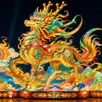 Grande lanterne décorative LED extérieure Qilin porte-bonheur pour événements culturels