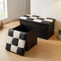 Banc de rangement pliant en cuir personnalisé, ottoman capitonné pour entrée, avec rangement intégré