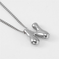 Alphabet à bulles en acier inoxydable plaqué or 18K A-Z 26 initiales Collier à breloques