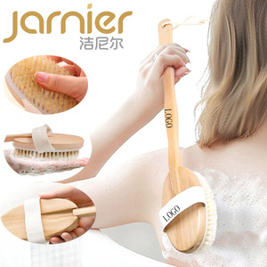 En stock Brosse de massage corporelle en bambou de haute qualité Brosse de nettoyage en profondeur exfoliante pour la douche Brosse de bain en poils de sanglier pour peau sèche - Product Image 1