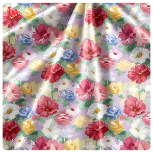 Tessuto in Raso di Cotone Floreale Stampato Personalizzato, <span class=keywords><strong>Materiale</strong></span> Elasticizzato con Stampa Digitale per Abbigliamento e Camicette alla Moda - Product Image 3