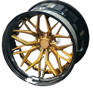 Fashion Mesh Style Forged Alloy <b>Wheel</b> With Full Carbon Barrel Golden <b>Spoke</b> Custom Surface Finish Lightweight Auto Rim - Product Image 3