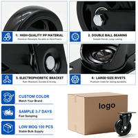 Roulettes pivotantes en PVC de 4 pouces, de qualité supérieure, avec frein, pour chariot de rangement robuste, capacité de charge de 100 kg, personnalisables