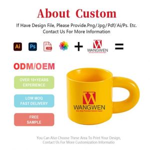 Custom American Style Pangpang Ceramic Cup with Sublimation Double Color Coated for Business <b>Gifts</b> Milk Mugs with Handgrip - Product Image 3