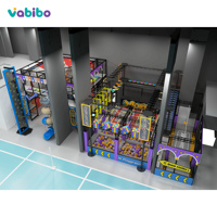 Vabibo VB-115 İki Katlı Ticari Kapalı Trambolin Parkı Ekipmanı Ninja Parkuru Tırmanma Duvarı Köpük Havuzu Tüp Kaydırağı Özelleştirilebilir