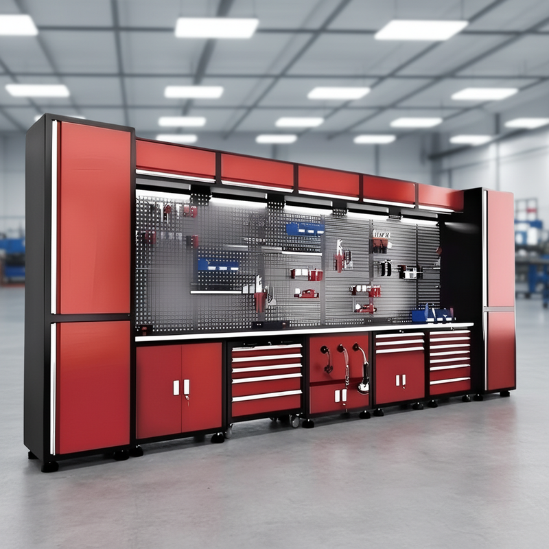 Red Modular Design Garage Cabinet Workshop
