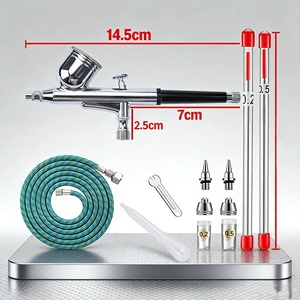 Aérographe de précision à double action, tuyau d'aérographe de 6 pieds, buses et aiguilles de 0,2/0,3/0,5 mm pour la <span class=keywords><strong>peinture</strong></span>, la décoration de gâteaux, la modélisation artistique, le tatouage - Product Image 2