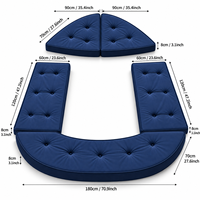 Ensemble de coussins capitonnés bleu marine pour pont de bateau, qualité marine, maintien de la forme, rembourrage épais, soutien doux, confort quotidien