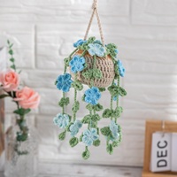 Planta Colgante de Glicinia Hecha a Mano con Ganchillo, Flor Rosa, Decoración para el Hogar, Flor de Hilo Hecha a Mano, Adorno para Pared o Ventana