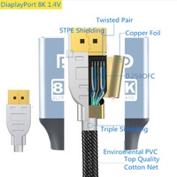 Câble DisplayPort 3m DP 2.1V 80G 8K 60HZ avec coque métallique et filet en nylon