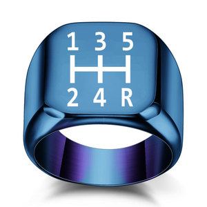 Fashion <b>Rings</b> Gear Shift Pattern 18MM Square Gold <b>Men</b> Women Jewelry Gift - Product Image 5