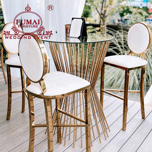 Mesa de Bar Redonda de Acero Inoxidable con Tapa de Vidrio para Fiestas al Aire Libre, para Uso en Bares y Hoteles - Product Image 6