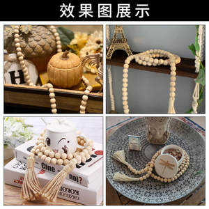 Ciondolo <span class=keywords><strong>in</strong></span> <span class=keywords><strong>Perline</strong></span> <span class=keywords><strong>di</strong></span> <span class=keywords><strong>Legno</strong></span> con Nappa e Corda per Decorazione <span class=keywords><strong>di</strong></span> <span class=keywords><strong>Tende</strong></span> e Anelli, Prodotto <span class=keywords><strong>in</strong></span> <span class=keywords><strong>Legno</strong></span> - Product Image 4