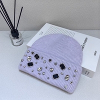 XIANGYU Sportwear, bonnet en tricot de luxe personnalisé de haute qualité, avec strass, épais, 100% acrylique, bonnet d'hiver pour femmes