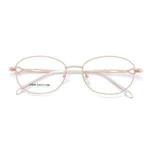 Montures de lunettes ovales élégantes pour femmes 34836, monture complète en titane léger, verres en acrylique - Product Image 2