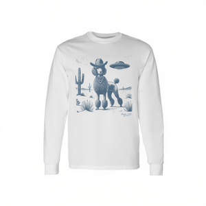 T-shirt a maniche lunghe Poodle Cowboy Ufo con design Western Desert - Product Image 2