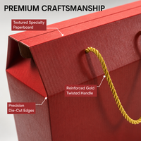 Boîte cadeau de luxe personnalisée en papier rouge avec poignée en corde dorée, pliable, en forme de toit, pour thé, mariage, festival