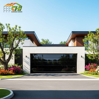 Porte de garage moderne en aluminium sans cadre avec verre isolant 12x8 12x9 Noir insonorisée et résistante aux ouragans
