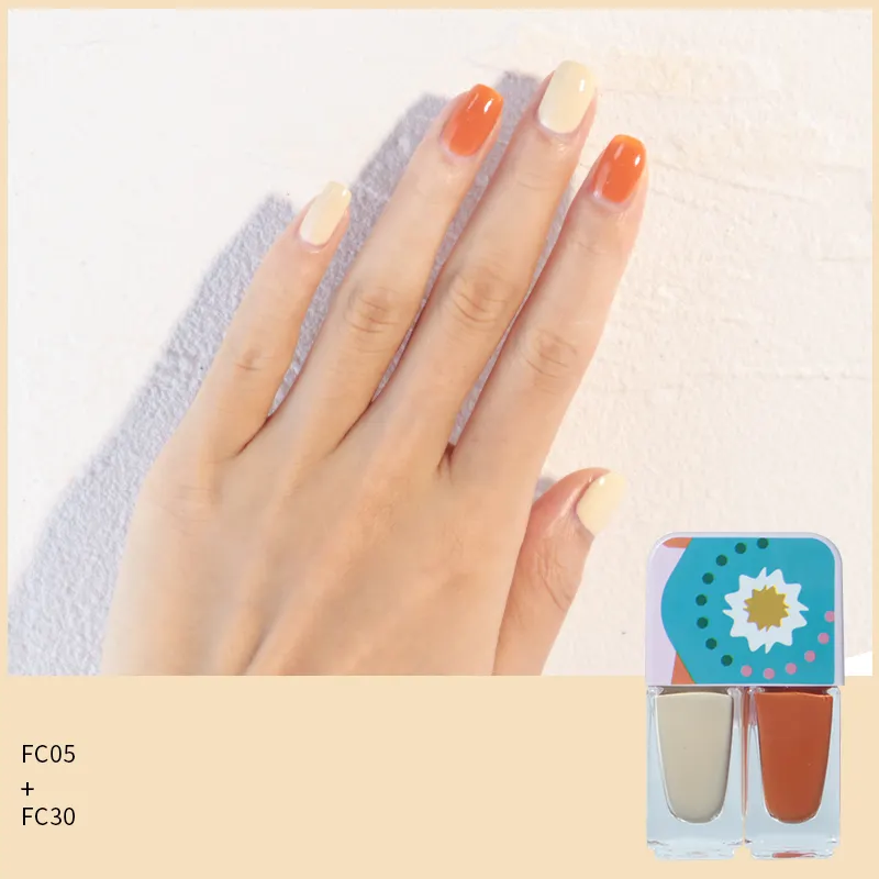 Summer CR 2 IN 1 Custom Nail Polish CaiRuo Water Based Nail Polish Water Washable Nail Polish Clear Lacquer