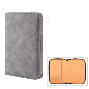 PU Leather Portfolio Office Supplies Journal with Zipper Document Bag <b>File</b> Folder Accessories Padfolio Folder - Product Image 6