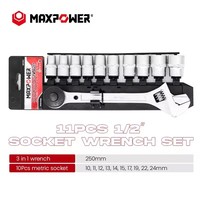 Maxpower-Jeu de 11 clés à douille mécaniques de haute qualité pour usage intensif, kit d'outils