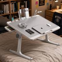 Table de lit pliable pour ordinateur portable, réglable en hauteur, support portable avec tiroir pour dortoir étudiant - Meilleure vente