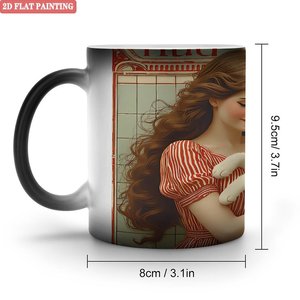 Taza de Cerámica Negra Esmerilada de 11 oz, Taza que Cambia de Color con Diseño de Gato - Product Image 1
