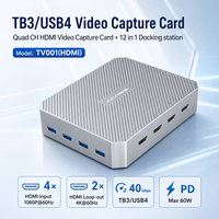 Tarjeta de Captura HDMI Thunderbolt3 USB4 4CH, 4*1080P60, Salida HDMI Dual 4K60, Hub con Cadena Daisy, PD60W, UVC, Base de Captura Profesional