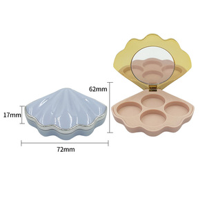 4 Màu Sắc Eyeshadow Palette Trang Điểm 3G Blush Trường Hợp Của Hình Dạng Vỏ Trang Điểm Làm Nổi Bật Blush Container Bóng Mắt Hộp Với Gương - Product Image 4