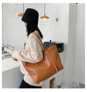 Sac à main pour femme, simple, grande capacité, imperméable, tendance, avec deux poignées et fermeture ouverte, Z0856 - Product Image 5