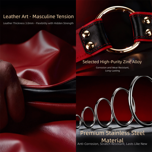 Комплект аксессуаров Scarletsin C-11: кожаный ремень-шлейка и наручники для БДСМ-игр и бондажа - Product Image 3