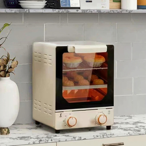 Full-mirror <b>Glass</b> <b>Door</b> 15L Large-capacity Household Three-layer Vertical Oven Baking Box Electric Countertop Oven - Product Image 1