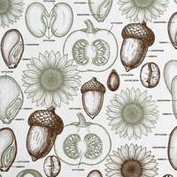 Essuie-mains de cuisine en coton à motif de graines en coupe transversale, style botanique, pour une cuisine saine