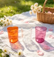 Gobelet transparent en forme de cœur 400 ML, qualité alimentaire, réutilisable, décoration pour la Saint-Valentin, fête à domicile
