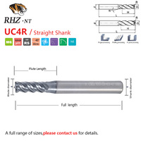 Fraise droite à 4 dents en carbure enduit AlCrN+ de 5 mm pour routeur CNC, à rayon d'angle, économique, simple, angle de hélice 45°, OEM