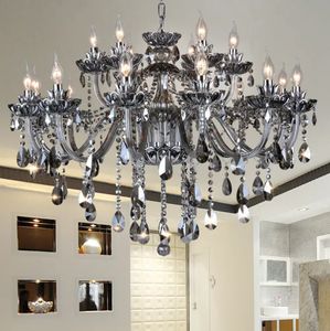 Lustre de bougie en cristal gris 24 ampoules de haute qualité pour salon Europe - Product Image 1