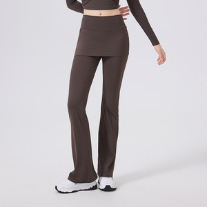 Pantalones de yoga acampanados de cintura alta para mujer al por mayor con cordón lateral, fruncido y efecto levantacola, elásticos para pilates y gimnasio - Product Image 1