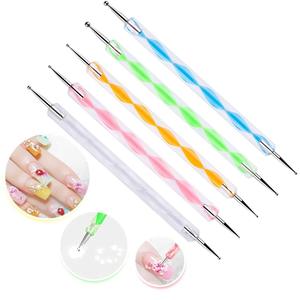 5 uds Art Tip Dot Paint Kit de manicura 2 vías punteado pluma herramienta grabado Stylus para pintar arte punteado herramienta - Product Image 4