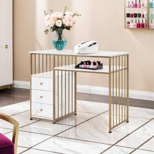 <span class=keywords><strong>Mesa</strong></span> <span class=keywords><strong>de</strong></span> <span class=keywords><strong>uñas</strong></span> adecuada para técnicas <span class=keywords><strong>de</strong></span> arte <span class=keywords><strong>de</strong></span> <span class=keywords><strong>uñas</strong></span>, texturas doradas y <span class=keywords><strong>de</strong></span> mármol, caja <span class=keywords><strong>de</strong></span> almacenamiento <span class=keywords><strong>de</strong></span> <span class=keywords><strong>uñas</strong></span> <span class=keywords><strong>de</strong></span> belleza <span class=keywords><strong>de</strong></span> estilo moderno con cajón <span class=keywords><strong>de</strong></span> almacenamiento - Product Image 1