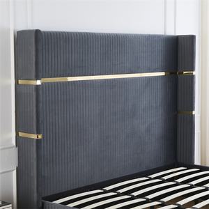 Tête <span class=keywords><strong>de</strong></span> <span class=keywords><strong>lit</strong></span> haute moderne et luxueuse avec design unique en <span class=keywords><strong>tissu</strong></span> Couleur personnalisée Cadre <span class=keywords><strong>de</strong></span> <span class=keywords><strong>lit</strong></span> double King Size pour chambres élégantes - Product Image 4