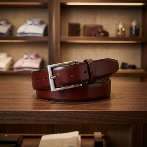 Ceinture décontractée en cuir de vachette noir pour homme avec boucle ardillon en métal argenté, motif uni, option logo personnalisé, commande en gros disponible - Product Image 4