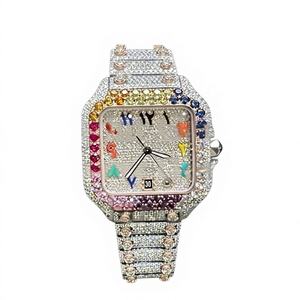 Montre automatique de luxe Hip Hop Bust-Down pour homme, boîtier en acier inoxydable et moissanite, bracelet à fermoir, résistance à l'eau 10 bars - Product Image 1