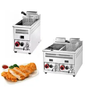 Keuken Apparatuur Gas 1-Tank 1-Manden Friteuse Friteuse Industriële Frituur Machine Lpg Friteuse 8l Chips Friteuse Te Koop