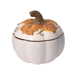 20 onces crème <span class=keywords><strong>automne</strong></span> baie couverte accessoire Thanksgiving bol de citrouille en céramique avec couvercle - Product Image 1