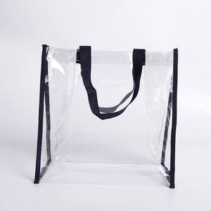 Sac de shopping pliable réutilisable en plastique transparent imperméable personnalisé avec logo imprimé sur mesure - Product Image 4