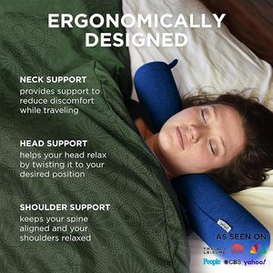 Customized Memory Foam Twist Travel Neck Pillow for Sleeping, Airplane Pillow with Chin Lumbar <b>Leg</b> <b>Support</b> - Product Image 2